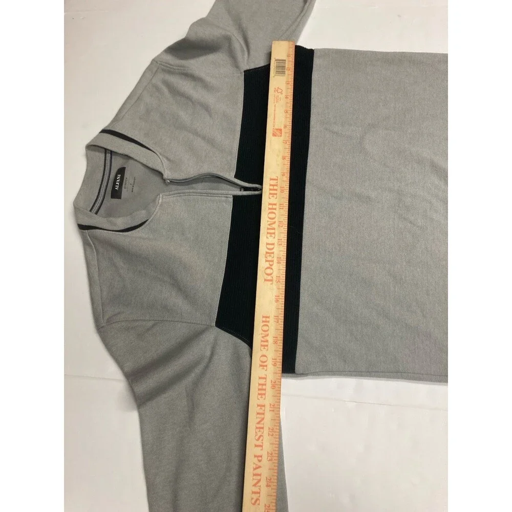 Alfani Men's Stretch Knit Colorblock 1/4 Zip Mock Neck Sweater Gray/Black S